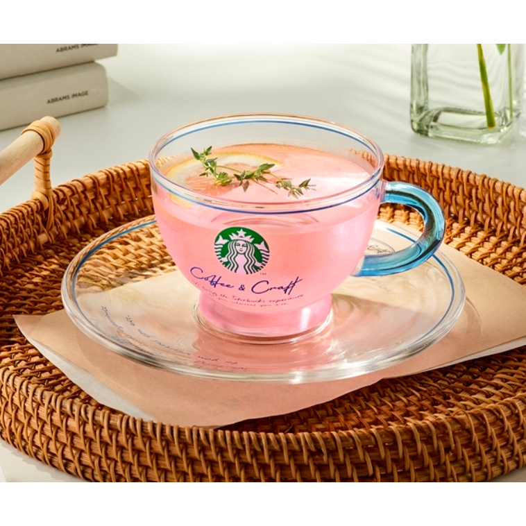 🎀【SALE In Stock】2023 Starbucks Hàn Quốc Summer Buddy Week Glass Mug and Saucer 262ml/ 8.9oz