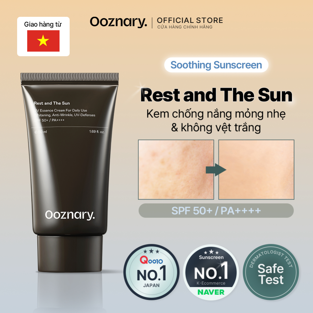 Ooznary Kem chống nắng lành tính Ooznary Rest and The Sun, UV-Defenses SPF 50+ / PA++++, 50ml