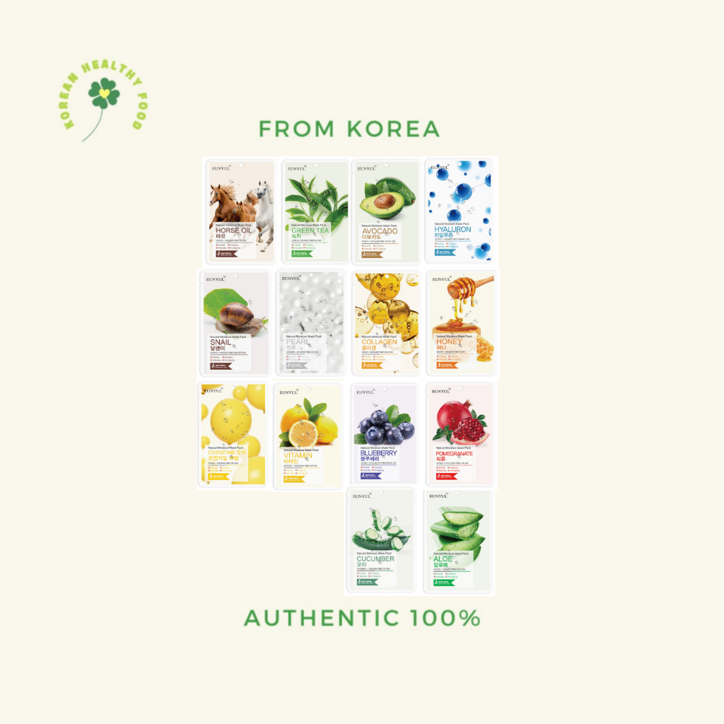 Hàn Quốc eunyul atural mask BỘ GÓI MẶT NẠ TỰ NHIÊN 14 loại / 10 tờ Daily Moisture Sheet Mask