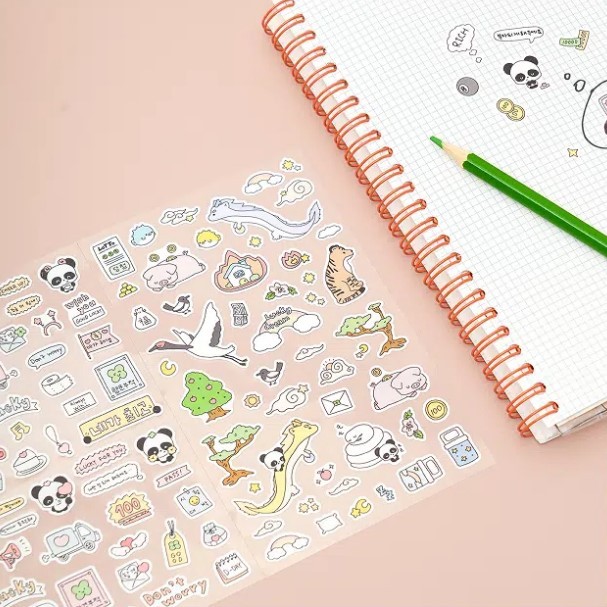 Kawaii Panda Sticker Dễ thương Nhật ký Planner Deco Sticker 4 tờ _1066598