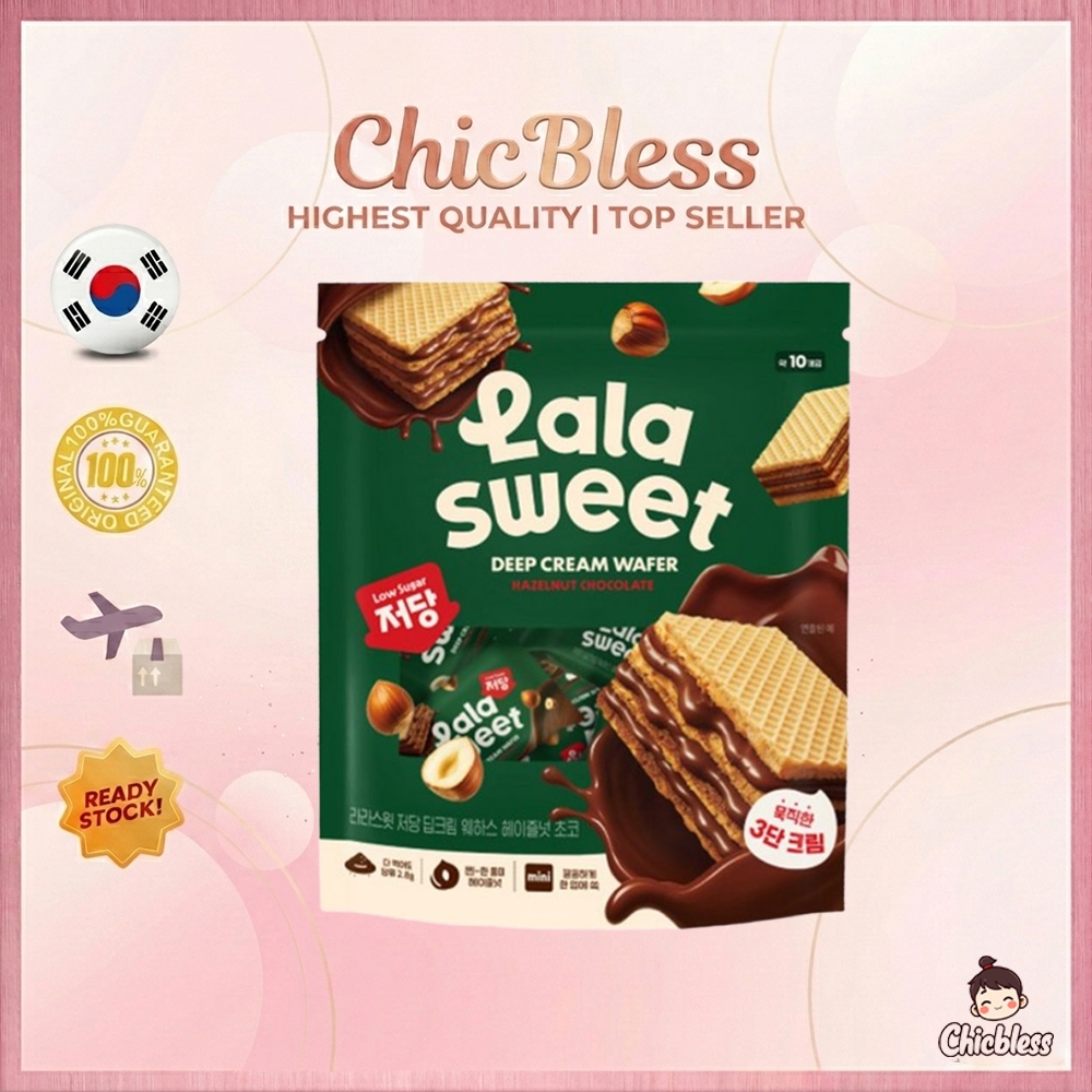 Lalassweet Low Sugar Deep Cream Wafers Hazelnut Chocolate 80g Zero Sugar Low Carb Thân thiện với bện