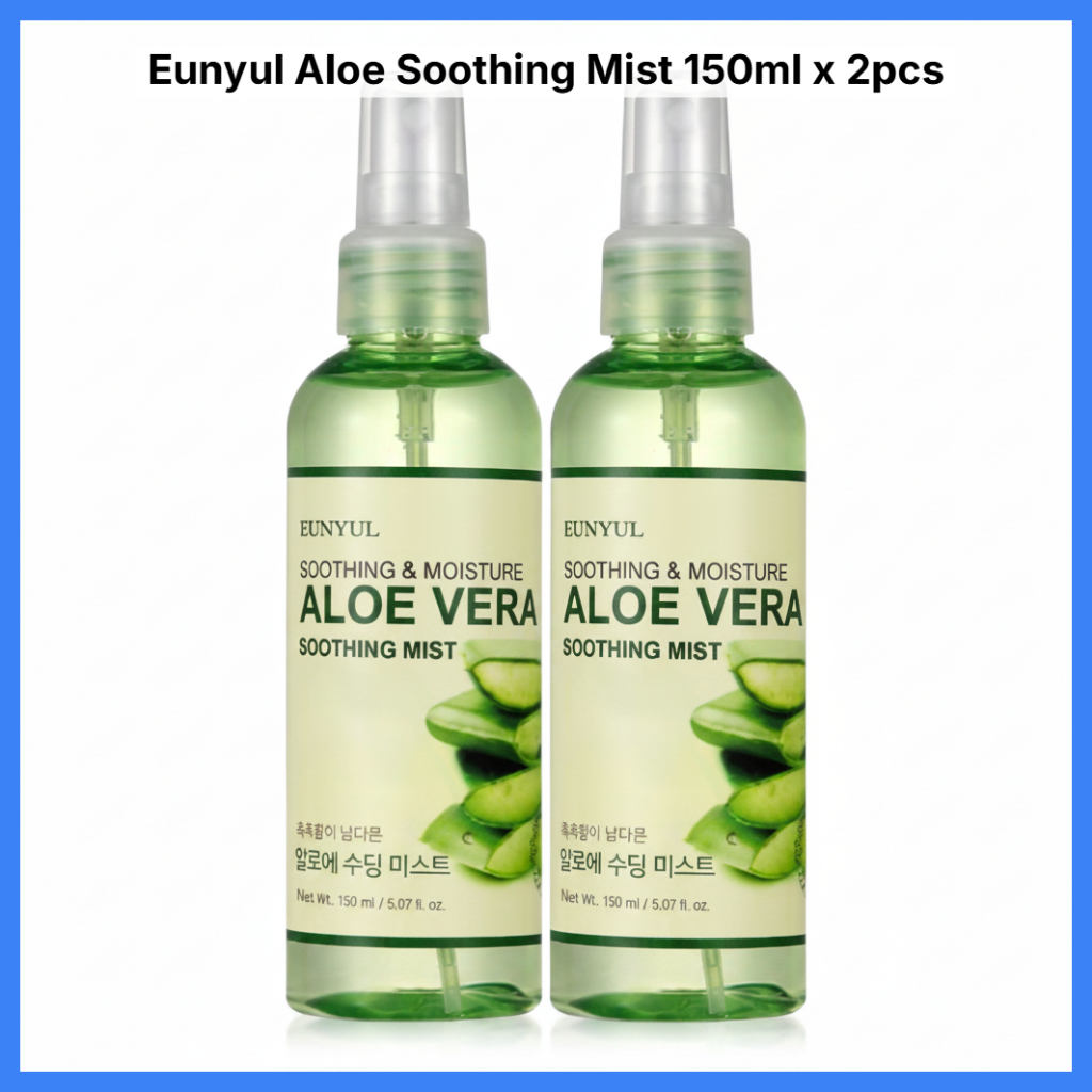 Eunyul Aloe Soothing Mist 150ml x 2 chiếc, Xịt dưỡng ẩm cho da nhạy cảm khô
