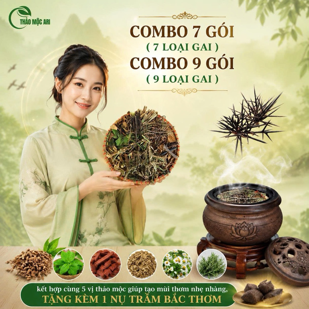 COMBO 7 GÓI ( 7 LOẠI GAI ) - COMBO 9 GÓI ( 9 LOẠI GAI ) - XÔNG NHÀ HOẶC XÔNG TẮM ( cùng 5 vị thảo mộ
