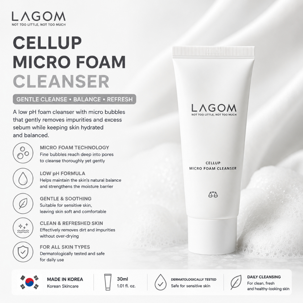 KOREA [LAGOM] Sữa rửa mặt Cellup Micro Foam 30ml Sữa rửa mặt tạo bọt Hàn Quốc Làm sạch nhẹ nhàng
