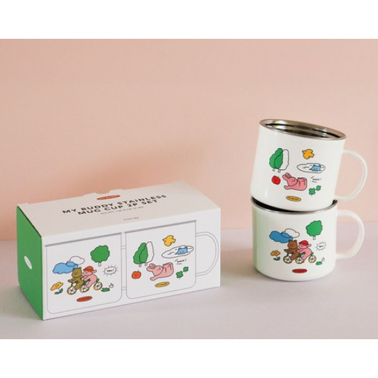 Cốc cốc không gỉ Dailylike My Buddy 300ml – Greenday (Bộ 2 chiếc) | Cốc hai lớp bằng thép không gỉ d