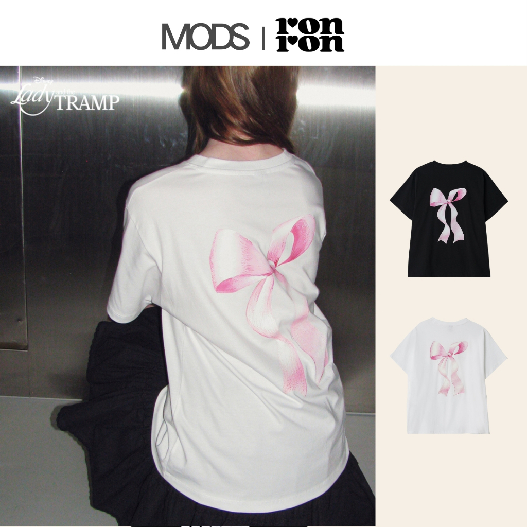 [RONRON X DISNEY] Big Crayon Ribbon Basic Fit T Shirt / 2colors