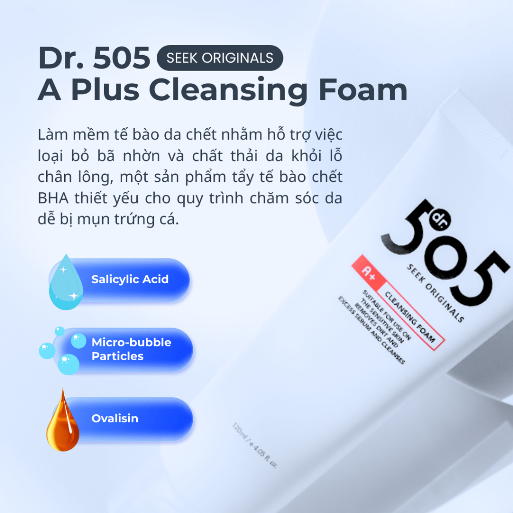Sữa Rửa Mặt Dr.505 A Plus 120ml | Sữa rửa mặt sâu chăm sóc mụn axit Salicylic