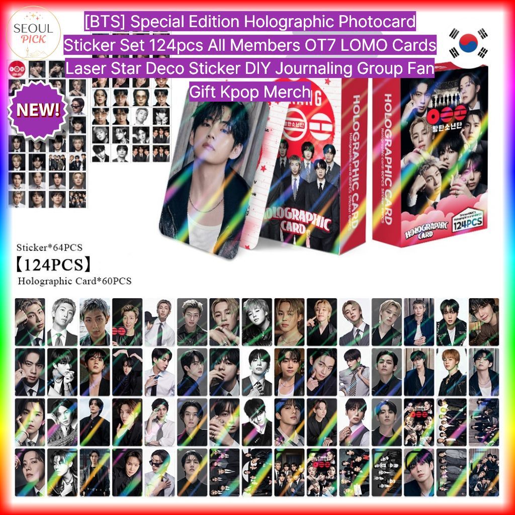[BTS] Bộ nhãn dán Photocard ba chiều phiên bản đặc biệt 124 chiếc Tất cả các thành viên OT7 LOMO Car
