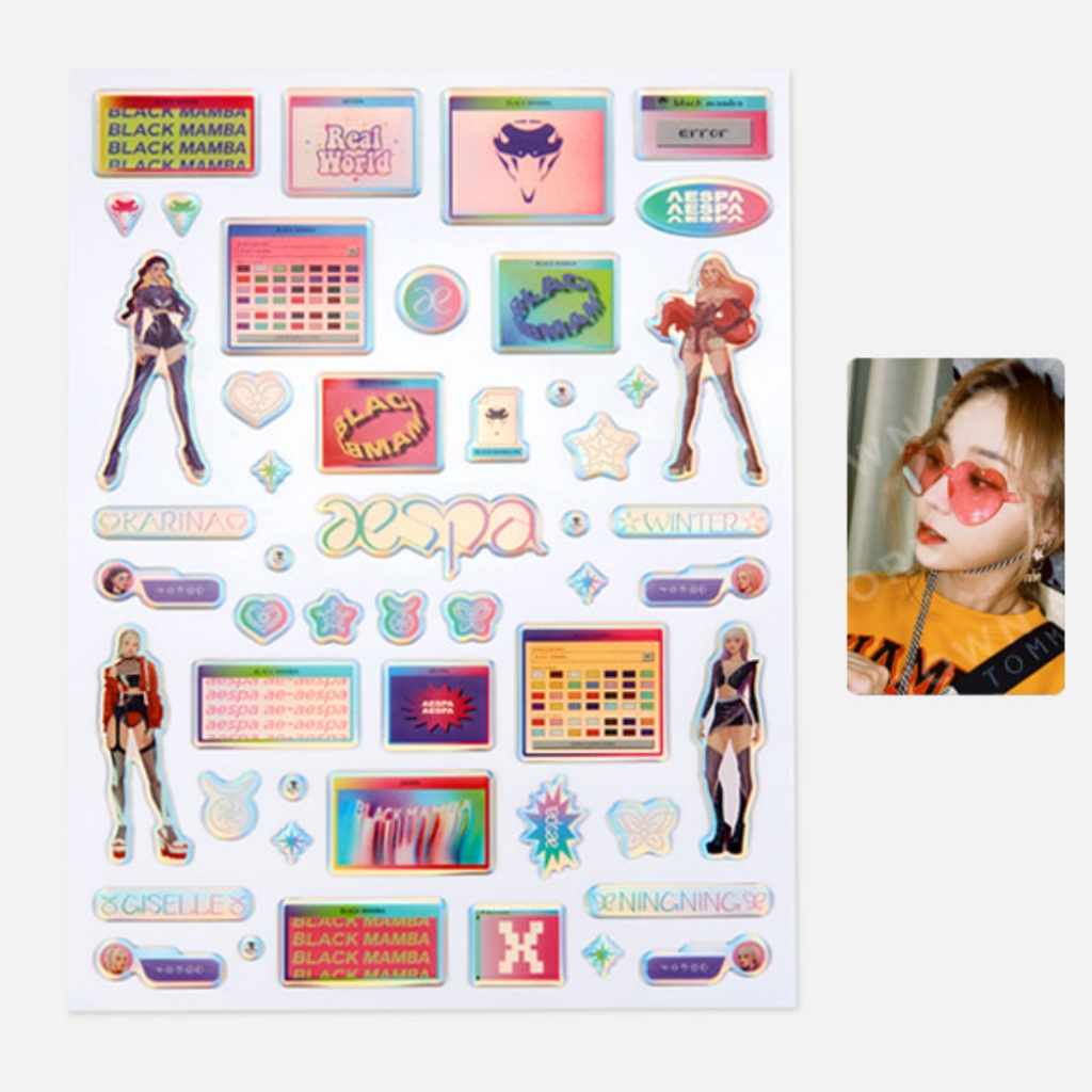 Aespa [Black Mamba] HOLOGRAM EPOXY STICKER + PHOTOCARD - WINTER ver