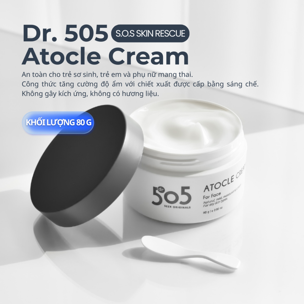 Kem trị mụn Dr.505 80ml | Kem dưỡng ẩm mặt & toàn thân cho da nhạy cảm và khô