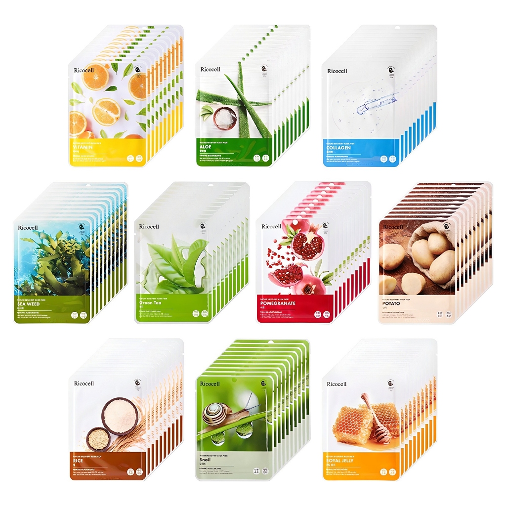Ricocell Nature Recovery Mask Pack Sheet Mask Các loại Hydrating Soothing Brightening Hàn Quốc Skinc