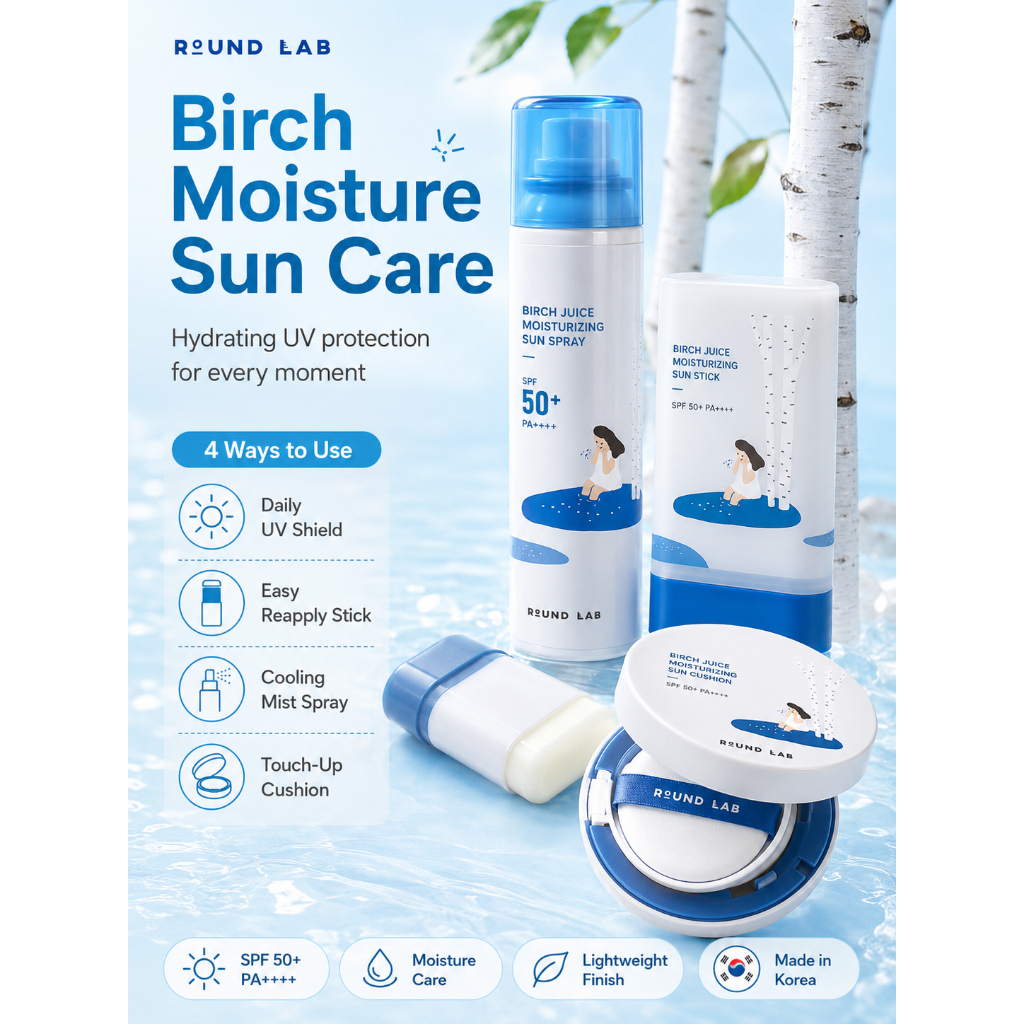 ROUND LAB Birch Moisture Sun Care SPF50 + PA + + + + Sun Stick / Sun Spray / Sun Cushion / Sun Cream