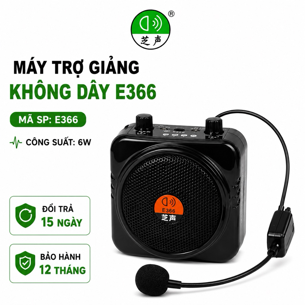 Máy Trợ Giảng Không Dây E366 Mic UHF Bluetooth Loa Đeo Người 6W Hỗ Trợ USB TF FM Cho Giáo Viên Hướng