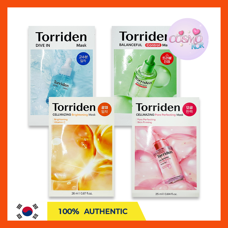 [Ready Stock] Torriden Sheet Mask (1ea) Hyaluronic Acid / Cica / Brightening / Pore / Cica Control