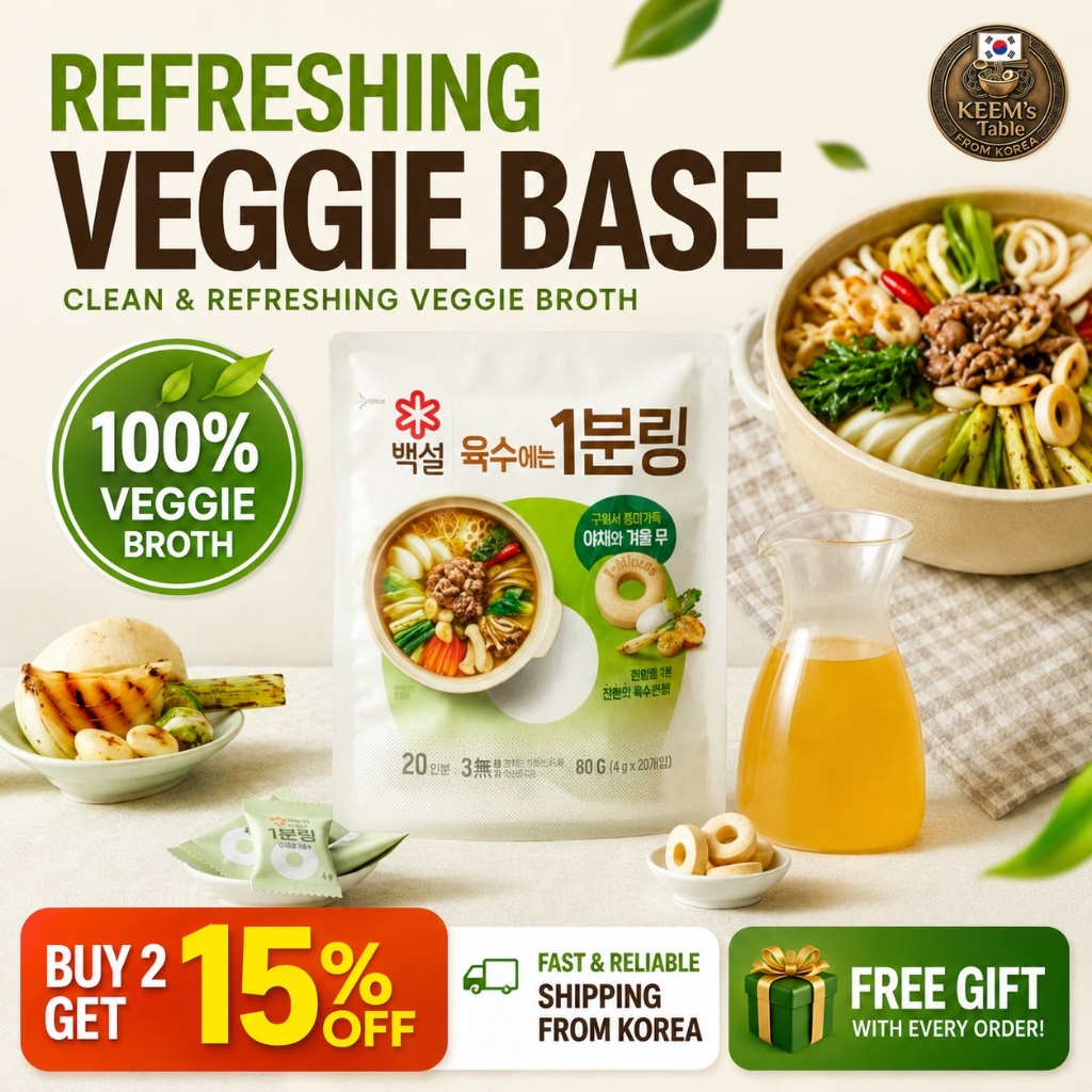 [Hot Hit] Viên Nước Cốt Rau Củ Beksul 1-Minute Ring 80g Veggie Broth K-Food Soup Base Bestseller Tik