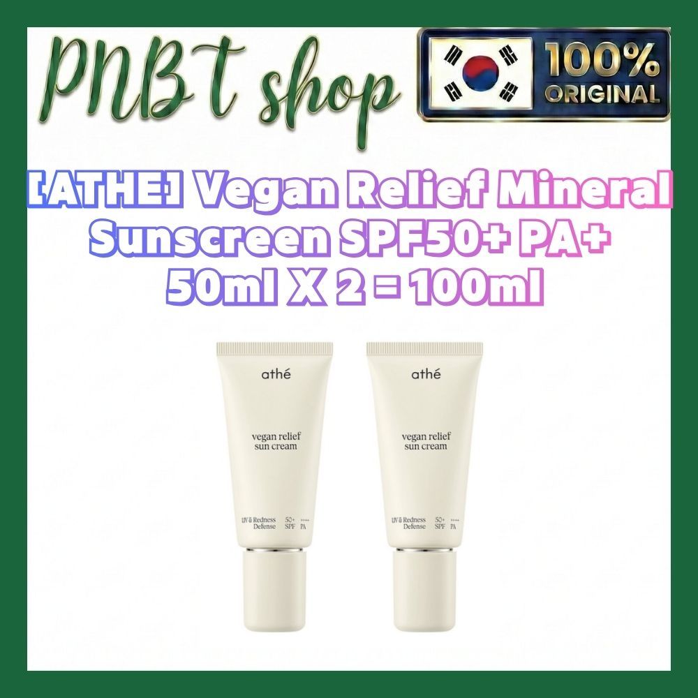 [ATHE] Kem chống nắng khoáng chất Vegan Relief SPF50 + PA + + + + 50ml X 2 = 100ml