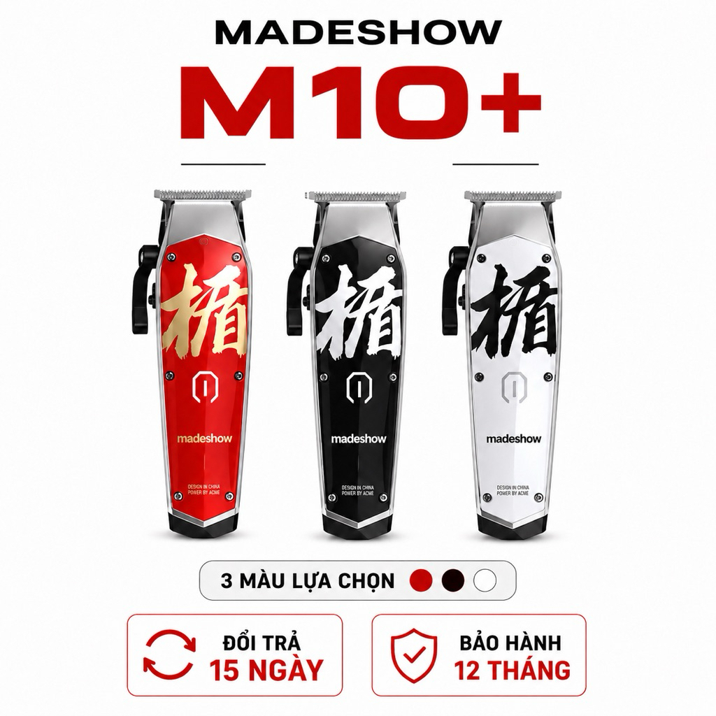 Tông Đơ Cắt Tóc Madeshow M10+ Không Dây Pin 2200mAh Cắt Fade Cắt Sát 0.1mm Salon Gia Đình