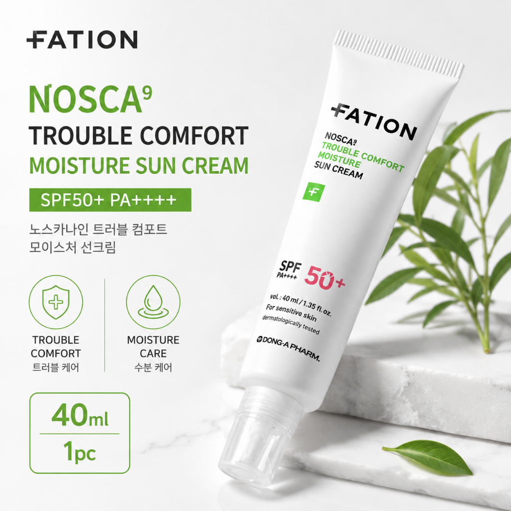 [FATION] NOSCA9 Trouble Comfort Moisture Sun Cream SPF50 + PA + + +, 40ml, 1 cái | Kem chống nắng SP