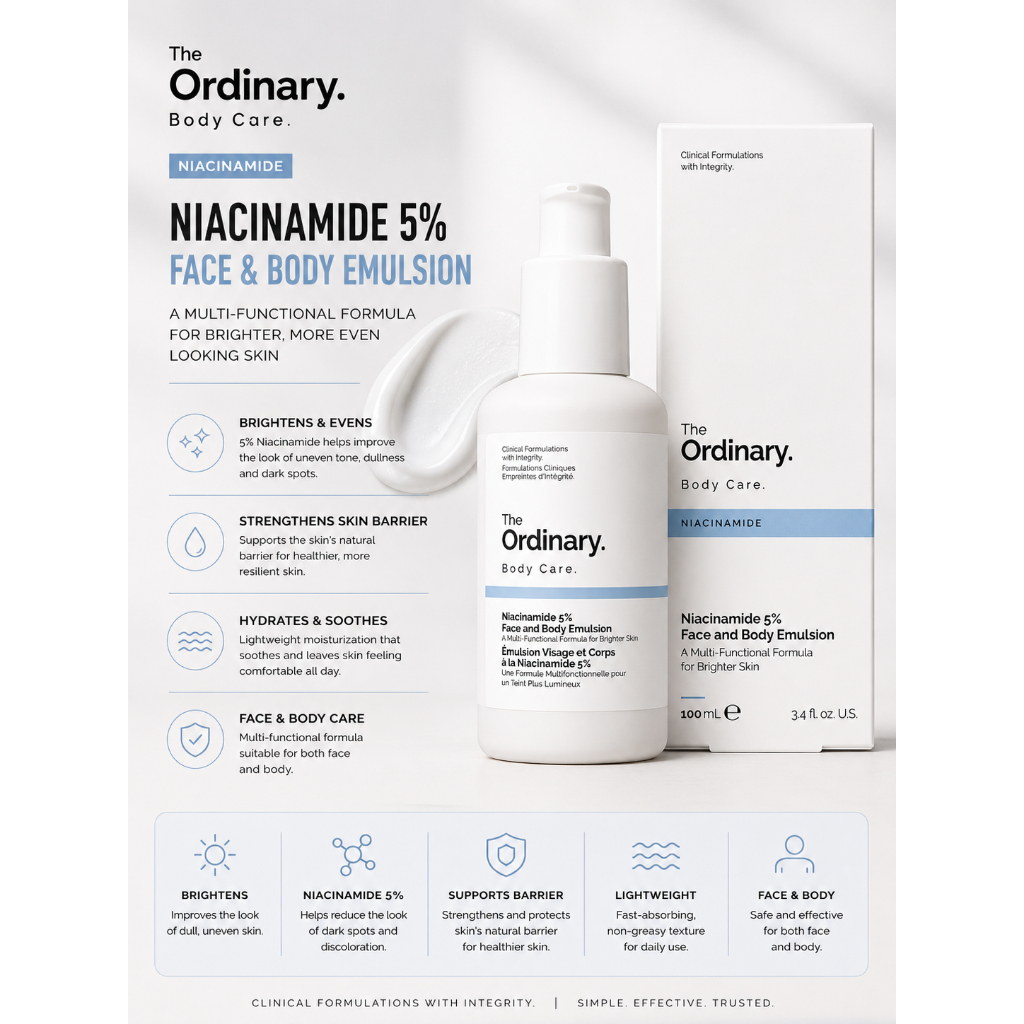[The Ordinary] Nhũ tương da mặt và cơ thể Niacinamide 5% 100mL