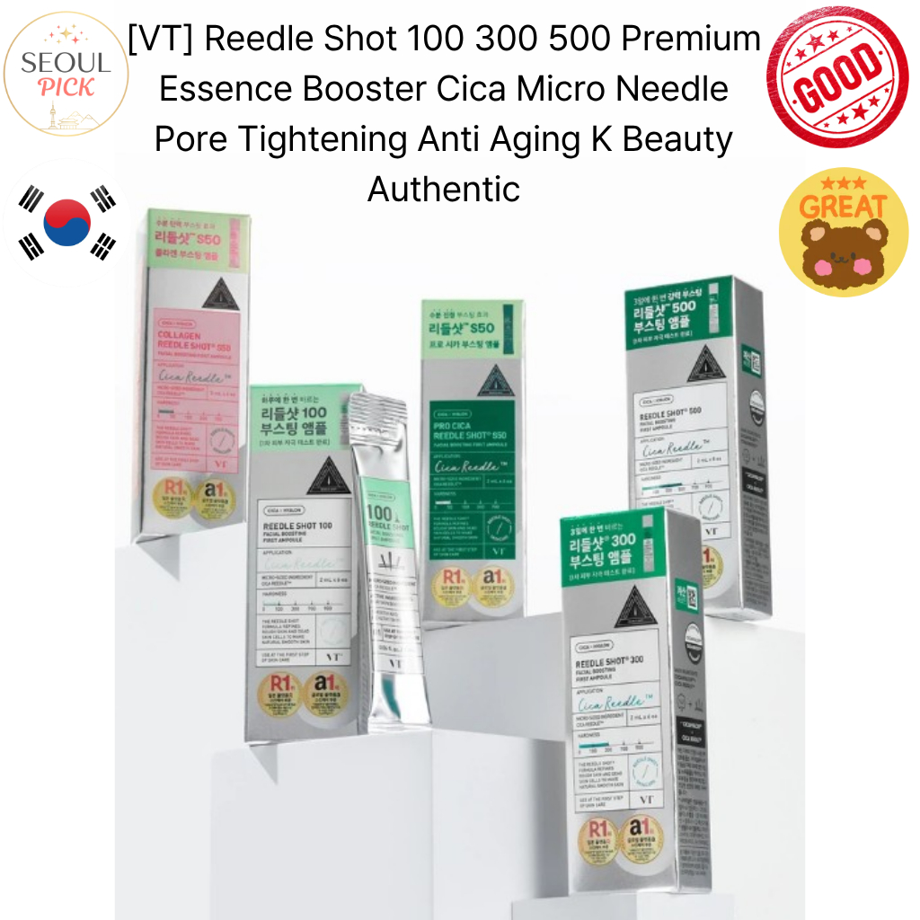 [VT] Reedle Shot 100 300 500 Premium Essence Booster Cica Micro Needle Pore siết chặt chống lão hóa 