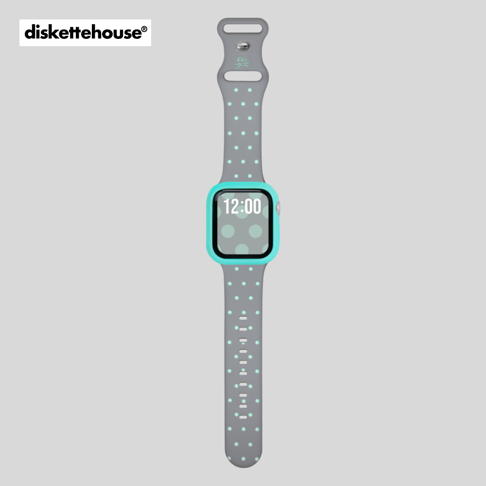 [diskette HOUSE] Dây đeo Apple Watch silicon họa tiết chấm bi | Màu Xám Mint (Grey Mint) | 38/40/41/