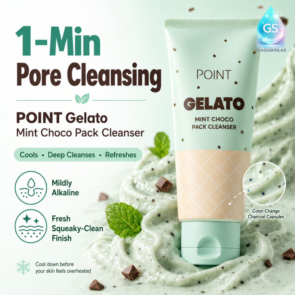 POINT Gelato Mint Choco Pack Sữa rửa mặt 100ml Vegan Pack-to-Foam Cleanser Làm mát lỗ chân lông Chăm