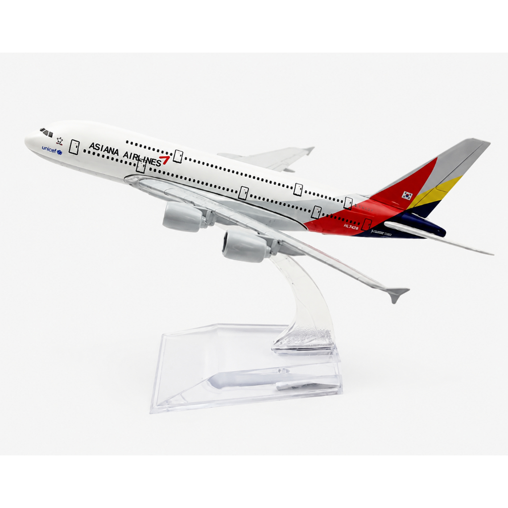 Asiana Airlines A380 Diecast Airplane Model 1: 400 – Máy bay trưng bày cao cấp 16cm có chân đế (Giao