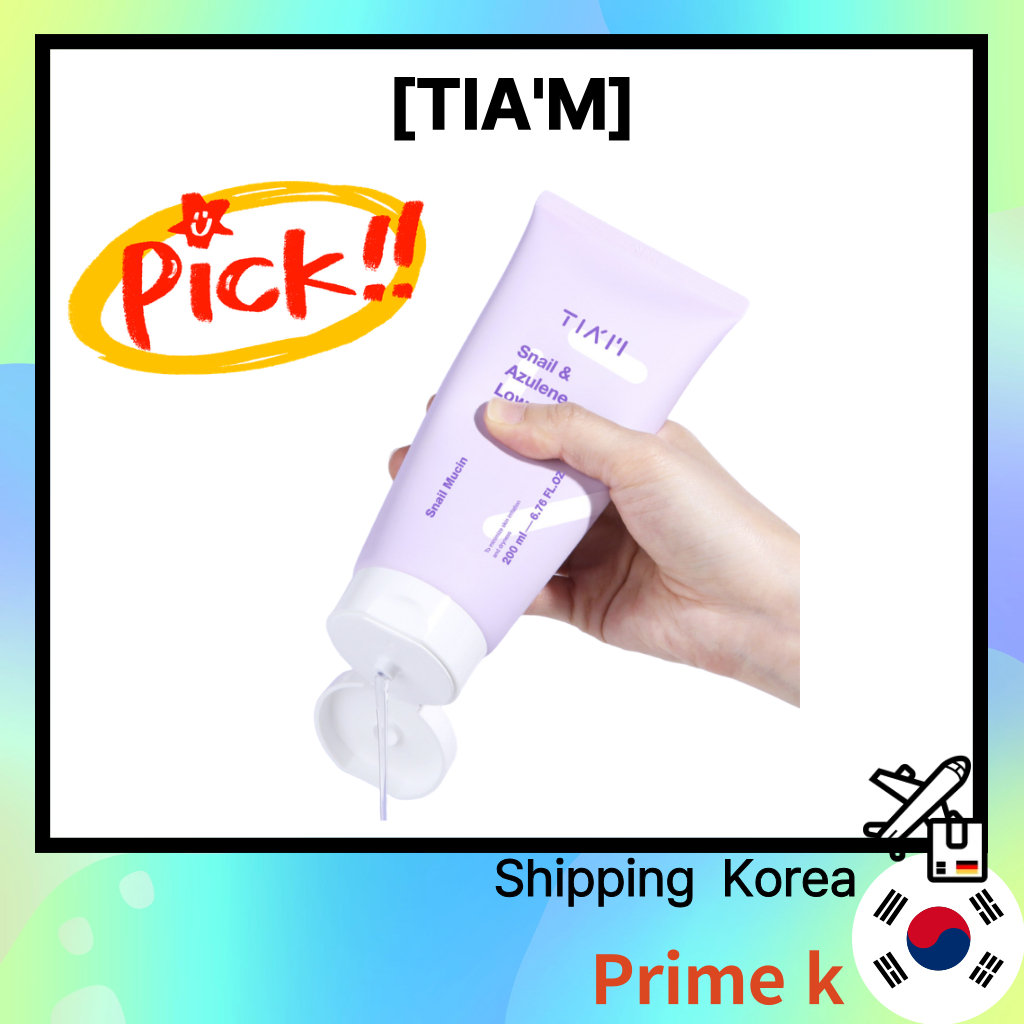 [TIAM] Sữa rửa mặt dưỡng ẩm Snail & Azulene 200ml / Sữa rửa mặt làm dịu độ ẩm ốc sên có độ pH thấp