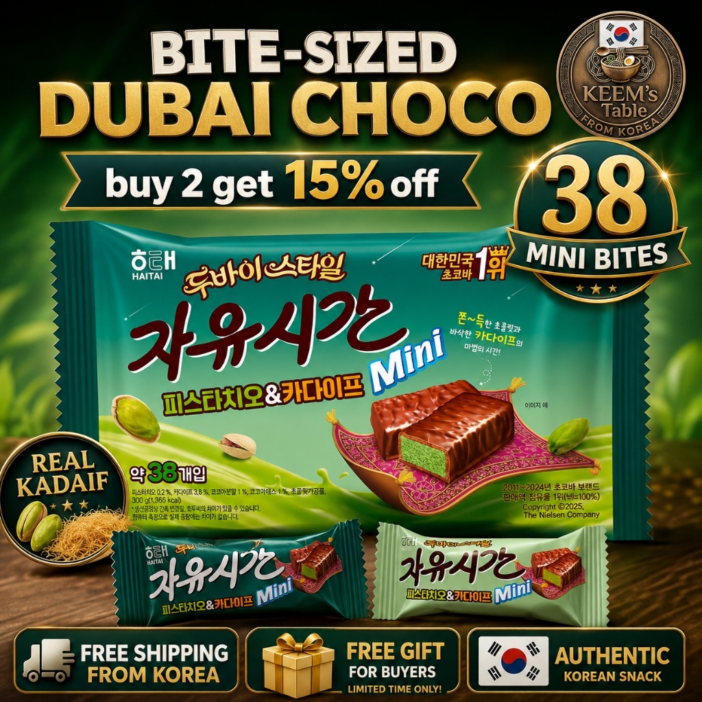 [Hot Hit] Kẹo Socola Haitai Free Time Dubai Style Pistachio Kadaif Mini 300g 38Pcs K-Snack Trending 