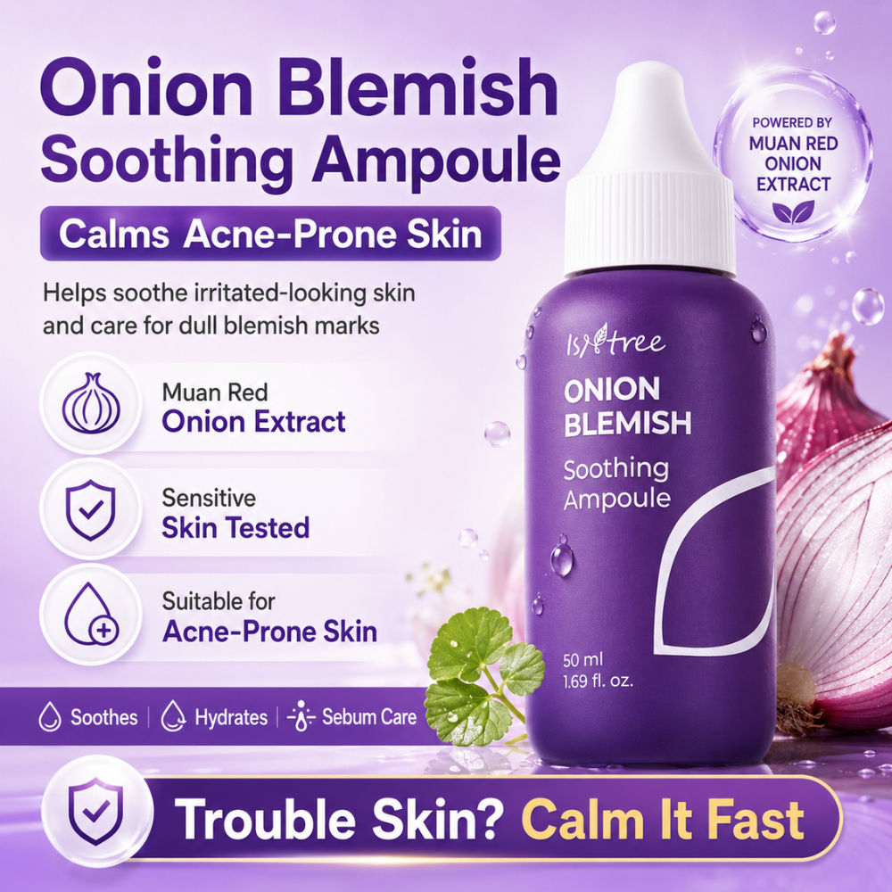 IsNtree Onion Newpair Blemish Soothing Ampoule 50ml K-Beauty Acne-Prone Skin Calming Hydrating Sebum