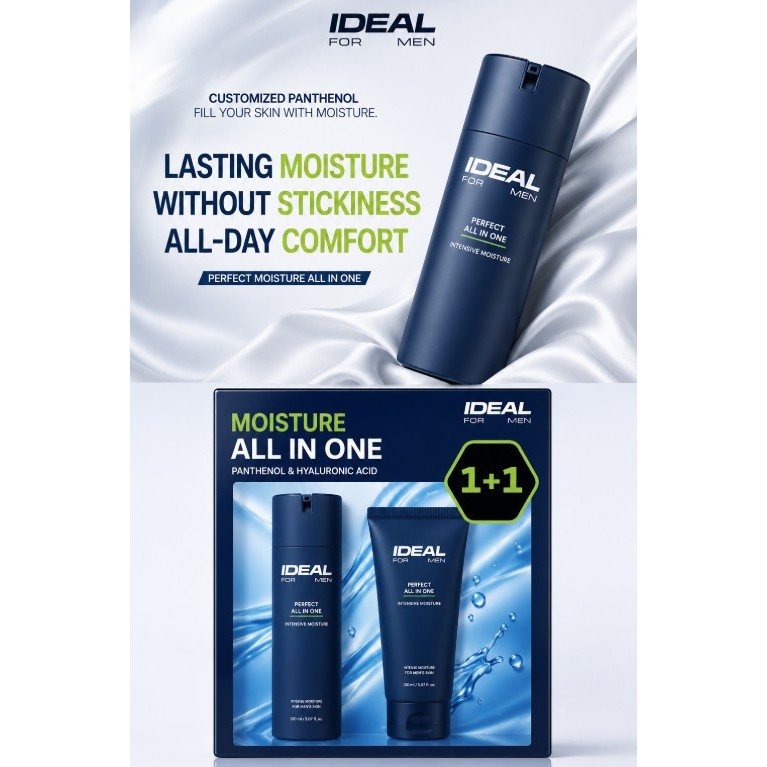 IDEAL FOR MEN Perfect Moisture All In One 150ml + 150ml Sữa Dưỡng Da Nam Hàn Quốc Dưỡng Ẩm Chăm Sóc 