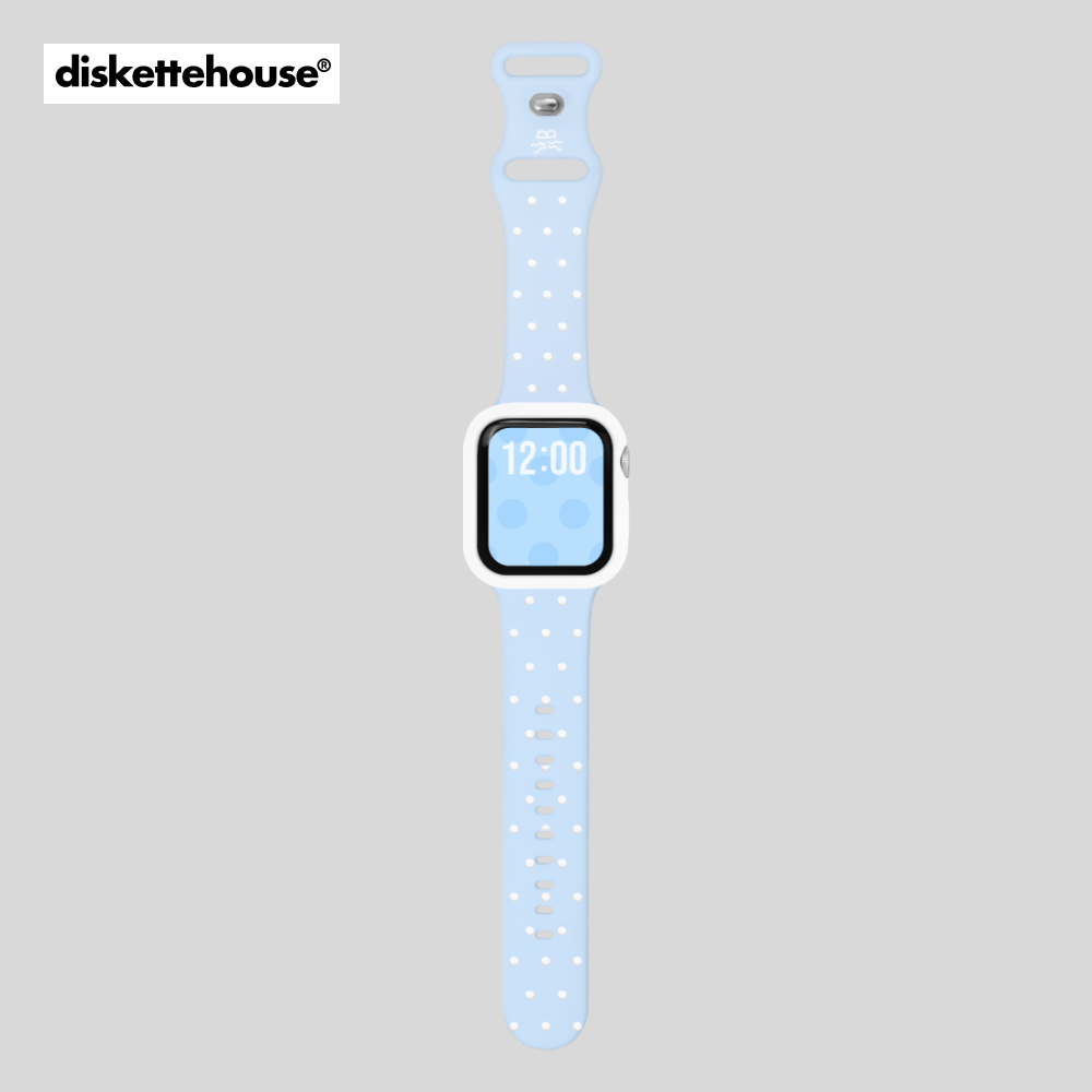[diskette HOUSE] Dây đeo Apple Watch silicon họa tiết chấm bi | Màu Xanh nhạt (Light Green) | 38/40/