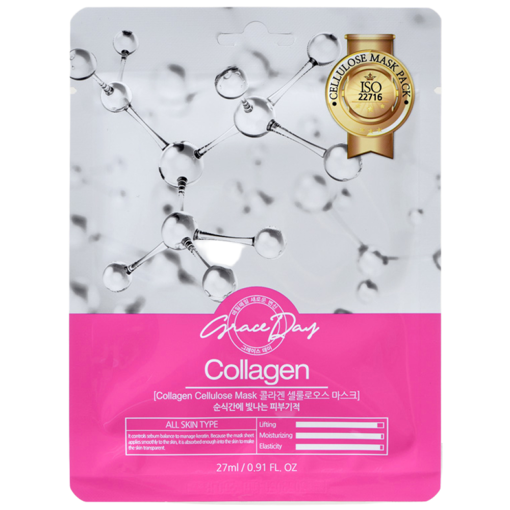 Grace Day Collagen Sheet Mask 27ml x 50 tờ Mặt nạ dưỡng ẩm Vegan Daily Skincare K-Beauty Face Mask