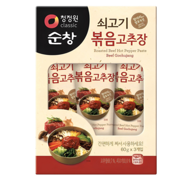 Sốt Gochujang Thịt Bò Khuấy Hàn Quốc 60g x3 | Sốt ớt nóng Chung Jung One Sunchang
