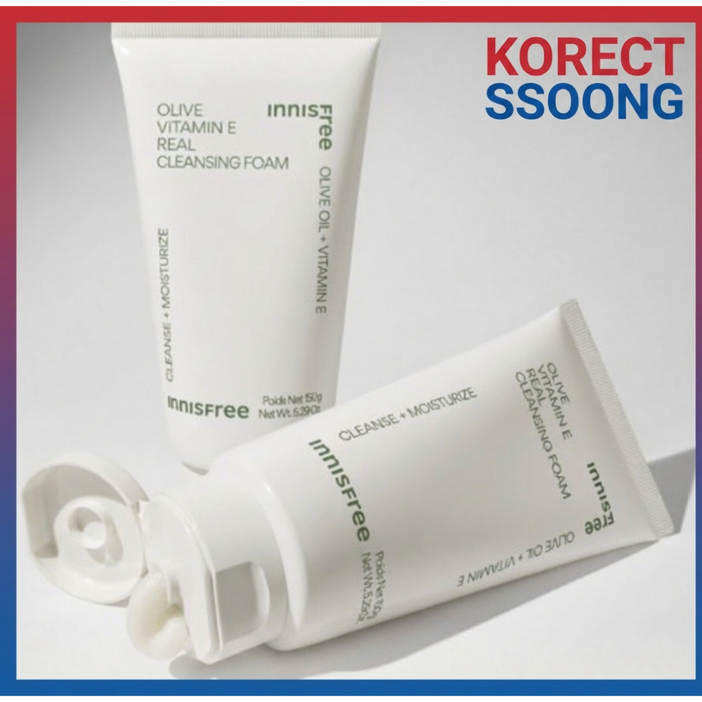 [K-Beauty] innisfree Olive Vitamin E Real Cleaning Foam 150g Sữa rửa mặt dưỡng ẩm thuần chay K-Beaut
