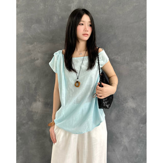 Áo linen xước mỏng kiểu xoắn vai - Isla top
