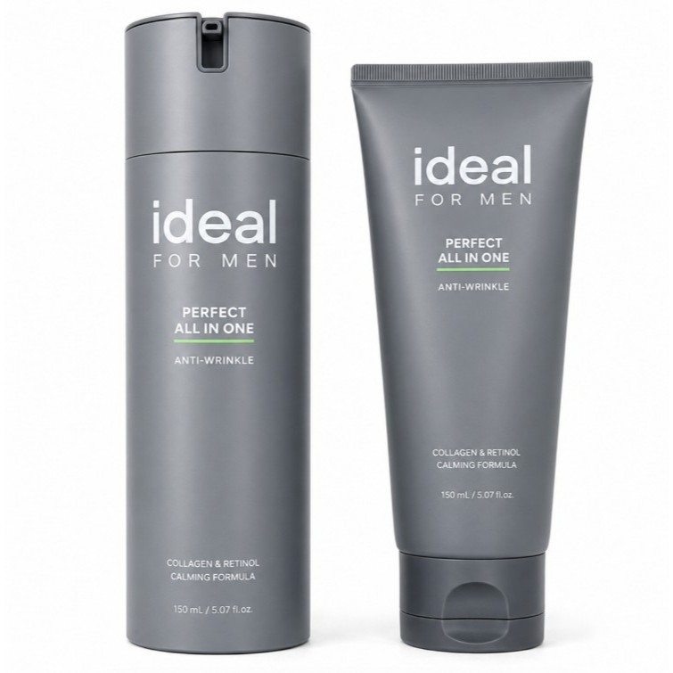 IDEAL FOR MEN Perfect All In One 150ml + 150ml Sữa dưỡng da nam Chăm sóc độ ẩm Bộ chải lông Hàn Quốc
