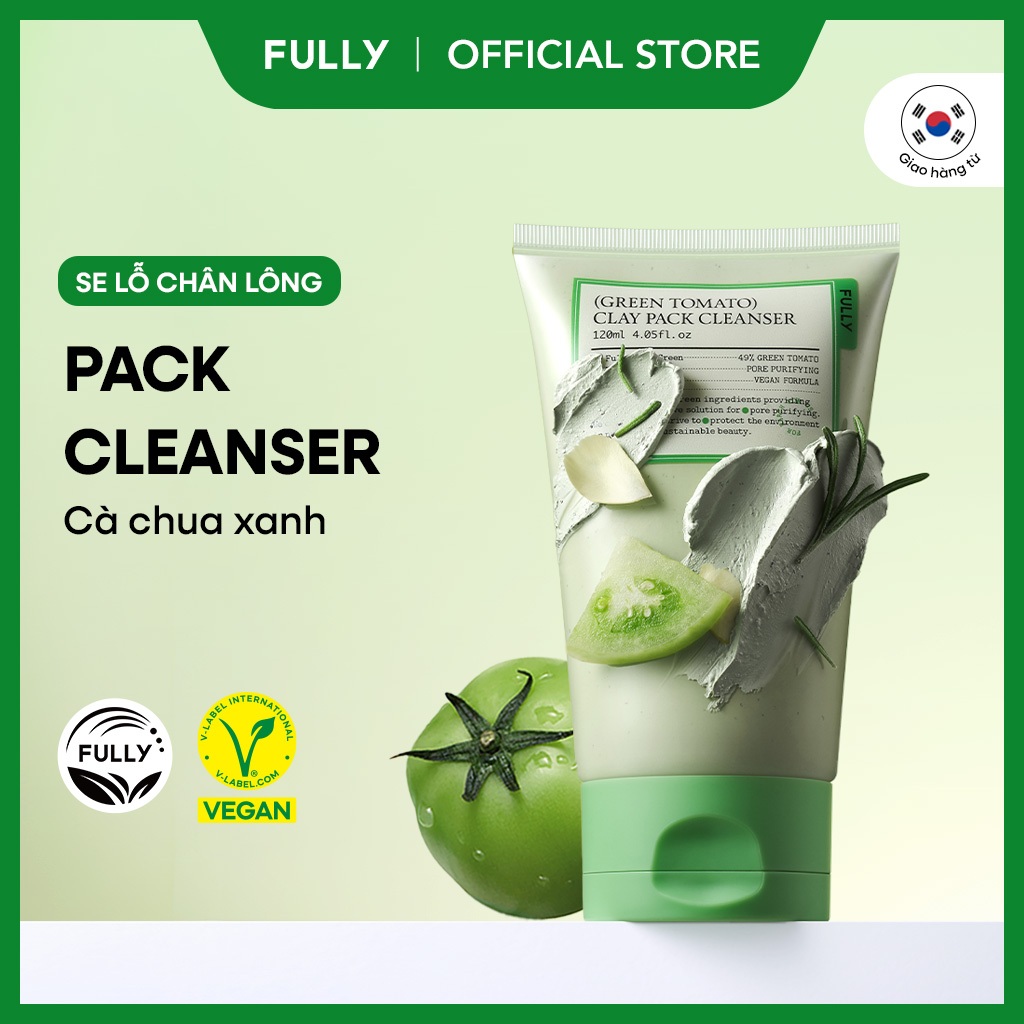 [FULLY Chính hãng] Sữa rửa mặt kiêm mặt nạ đất sét cà chua xanh 120ml | Pack Cleanser | Công thức 2 trong 1 | Cải thiện 77% bụi bẩn trong lỗ chân lông | Độ pH thấp | Se khít lỗ chân lông | Kiềm dầu | BigBuy360 - bigbuy360.vn