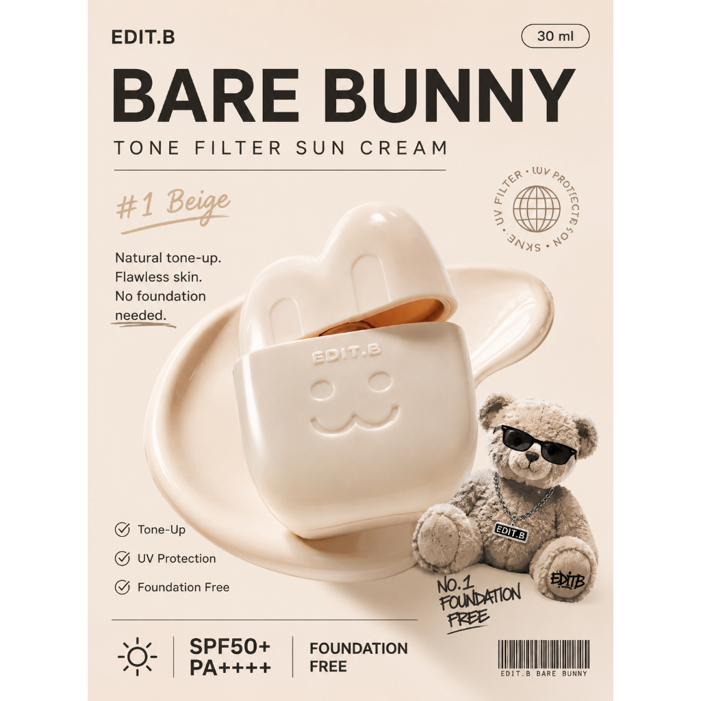 EDIT.B [No.4 Nudi BB] Kem chống nắng Bare Bunny Tone 30 ml