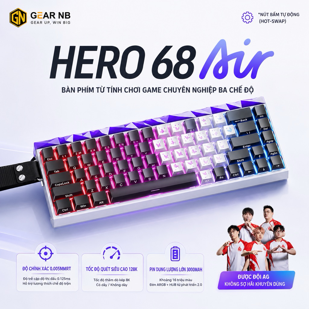 [Hoả tốc] AULA HERO 68 HE Hall Effect Rapid Trigger 0.01mm – Bàn Phím Cơ Gaming 68% RGB Cao Cấp