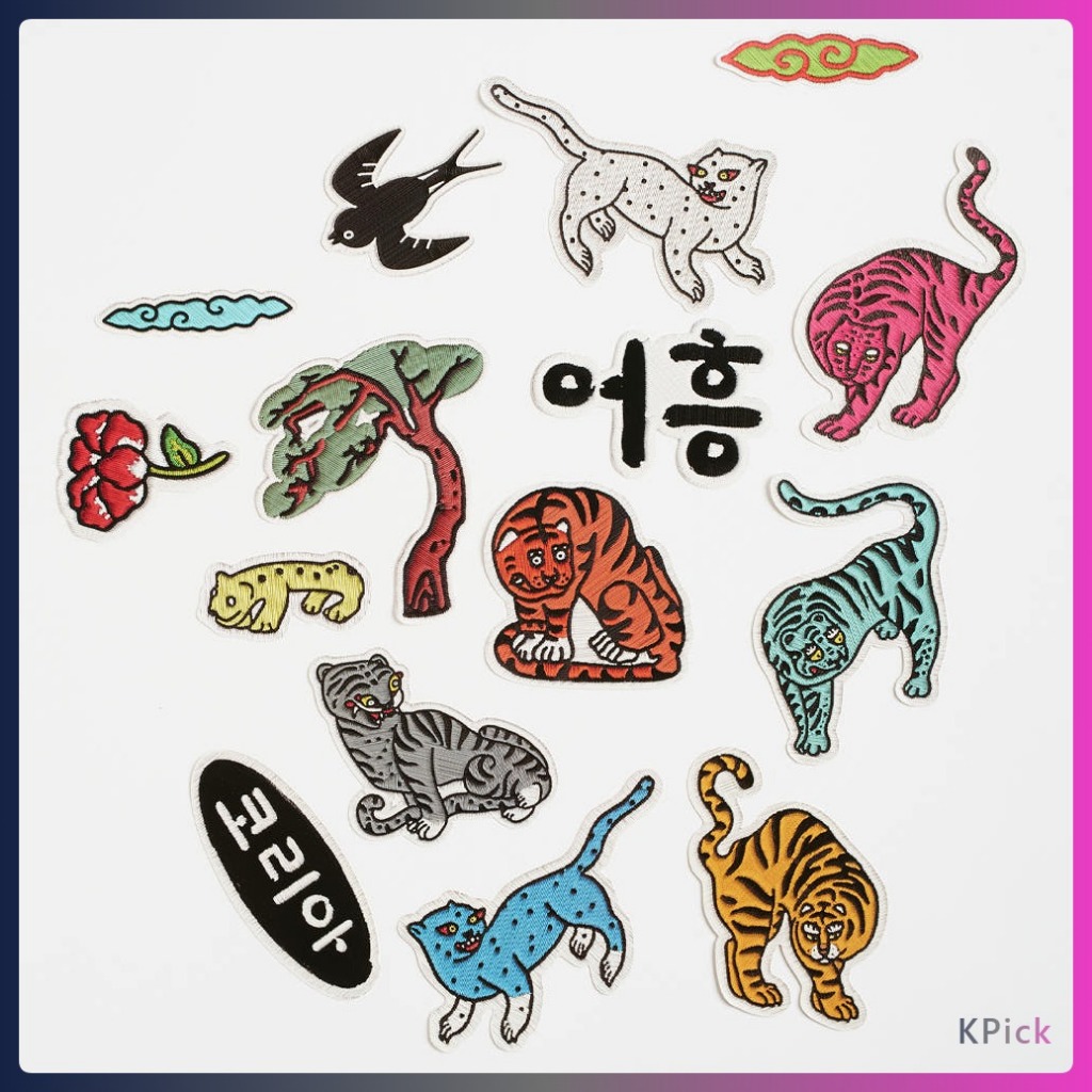 K-Heritage Horangi Bộ nhãn dán có thể tháo rời 18 chiếc Tiger Sticker Pack Bộ sưu tập nhãn dán nội đ