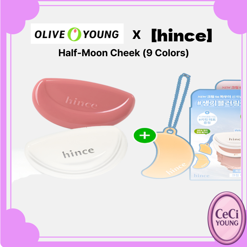 [hince] hince Half-Moon Cheek (9 màu) / Kem má hồng Hàn Quốc / Họa tiết kem của ceciyoung