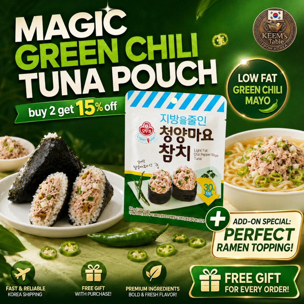[Hot Hit] Cá Ngừ Mayo Ớt Xanh Ottogi Light Fat Cheongyang Green Chili Mayo Tuna Pouch K-Food Diet Be