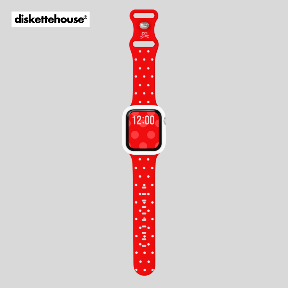 [diskette HOUSE] Dây đeo Apple Watch silicon họa tiết chấm bi | Màu Đỏ (Red) | 38/40/41/42/44/45/46/