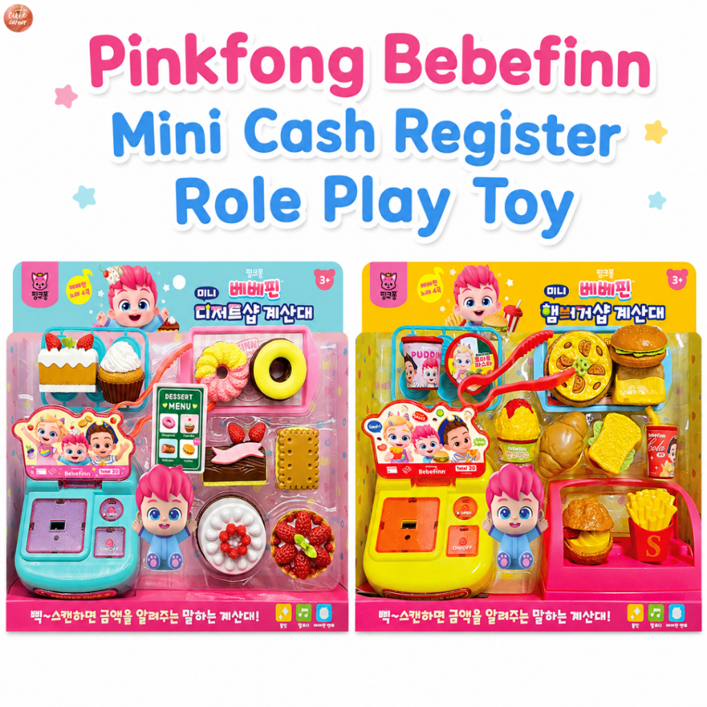 Pinkfong Bebefinn Máy tính tiền Mini Nhập vai Đồ chơi Đồ chơi Cửa hàng tráng miệng & Cửa hàng Hambur