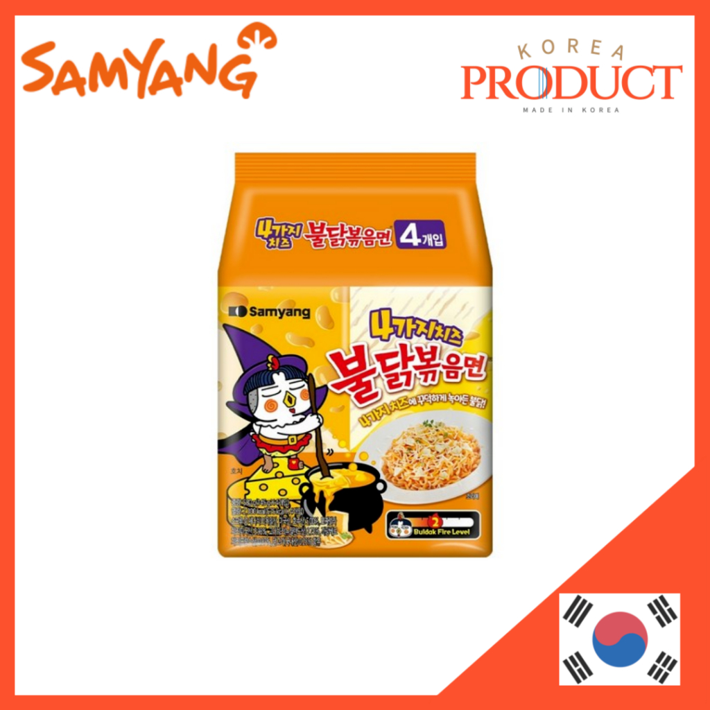 SAMYANG Quattro Phô Mai Buldak Mì Đông Khuấy 145g x 4 Multipack Buldak Ramen Hương Chcken Hot
