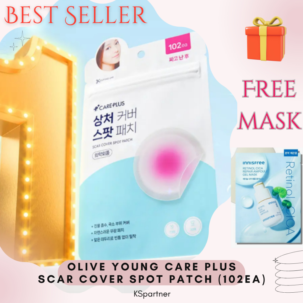 Olive Young Care Plus Scar Cover Spot Patch 102EA + Mặt nạ miễn phí / Sức khỏe của Olive Young / Tự 