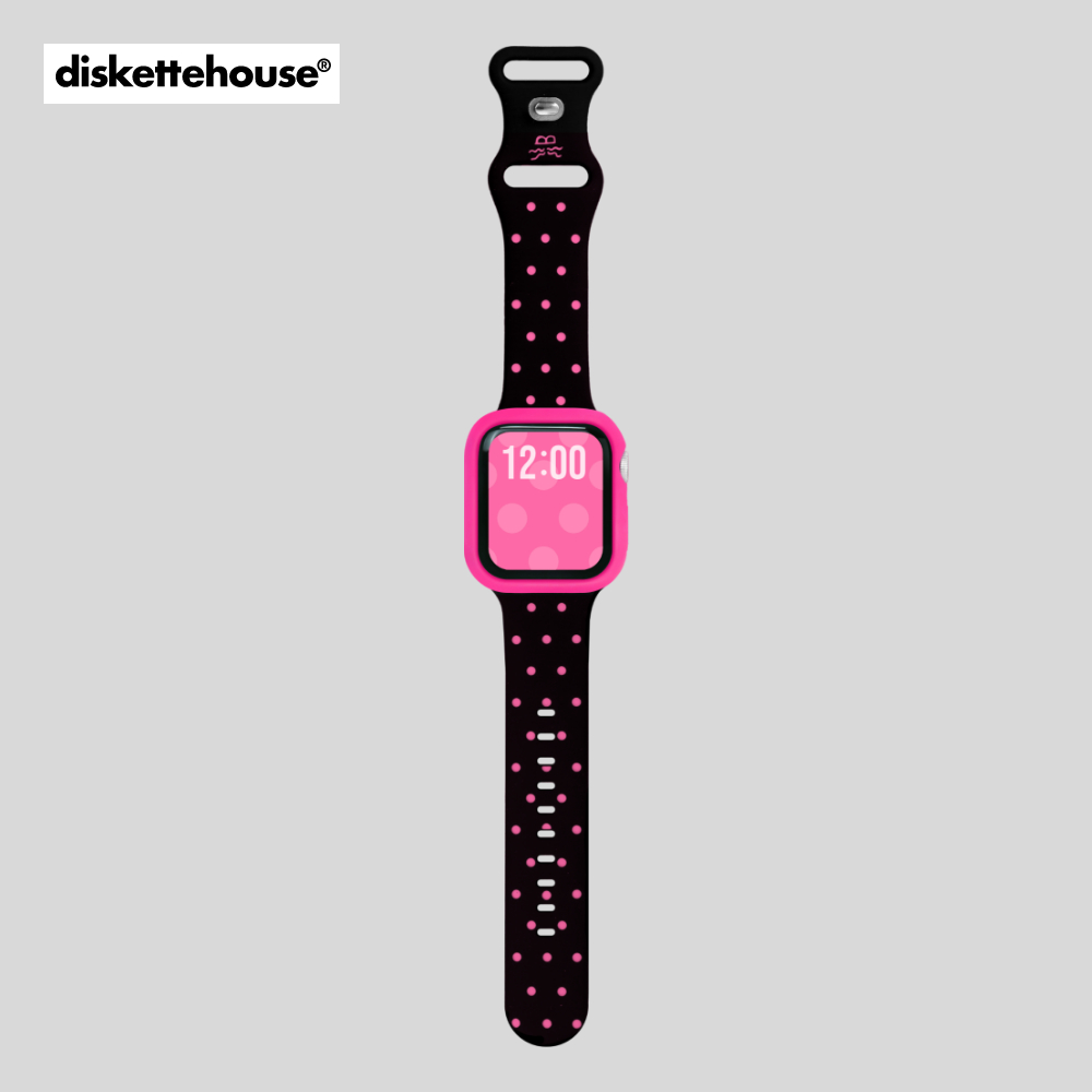 [diskette HOUSE] Dây đeo Apple Watch silicon họa tiết chấm bi | Màu Đen (Black) | 38/40/41/42/44/45/