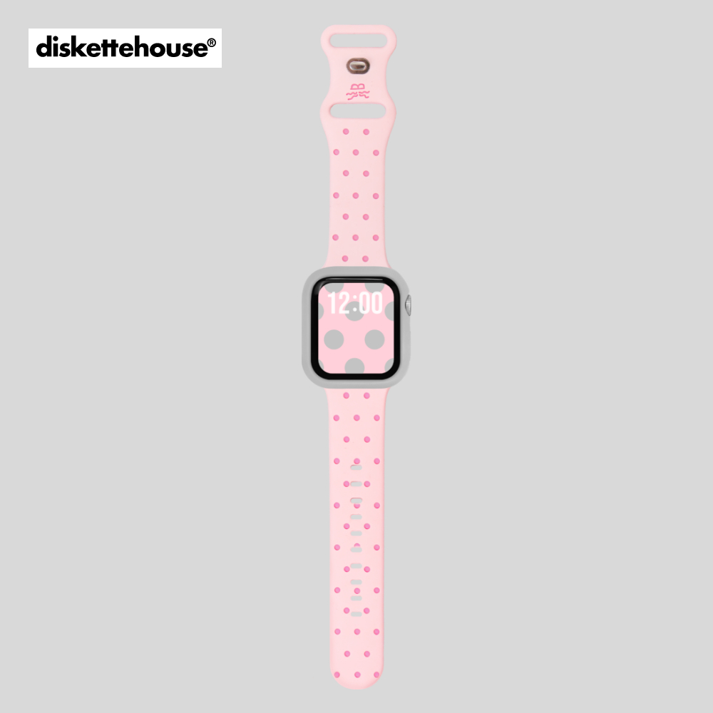 [diskette HOUSE] Dây đeo Apple Watch silicon họa tiết chấm bi | Màu Hồng (Pink) | 38/40/41/42/44/45/