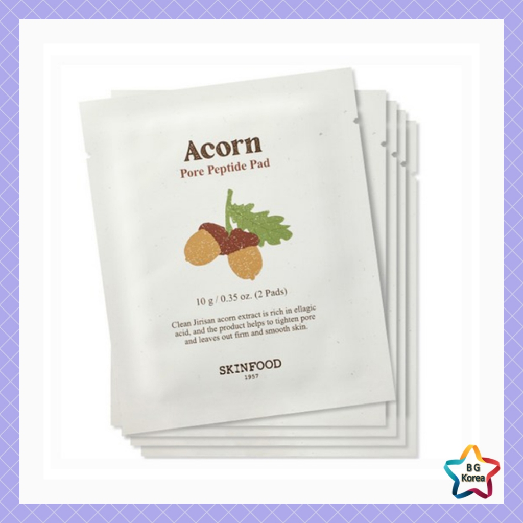 SKINFOOD Acorn Pore Peptide Pad 2 Tờ 10g 5 Gói Du Lịch Mini Làm Săn Chắc Mặt nạ thuần chay